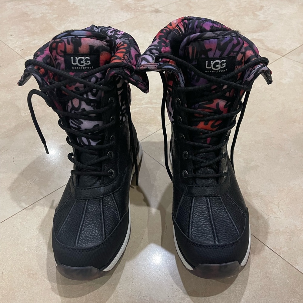 Ugg New Adirondack Graffiti Black Womens Boots